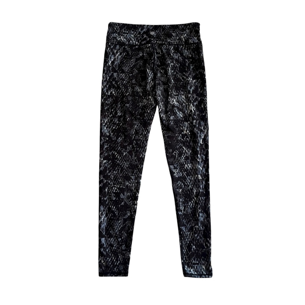 Athleta Chaturanga High Rise Snake Print Black and Gray Leggings- Size M